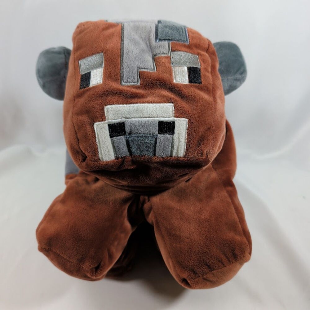 Minecraft Cow Plush Large 16" Brown Stuffed Animal Video Game Character